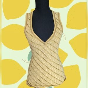 Yellow y2k star print tank top